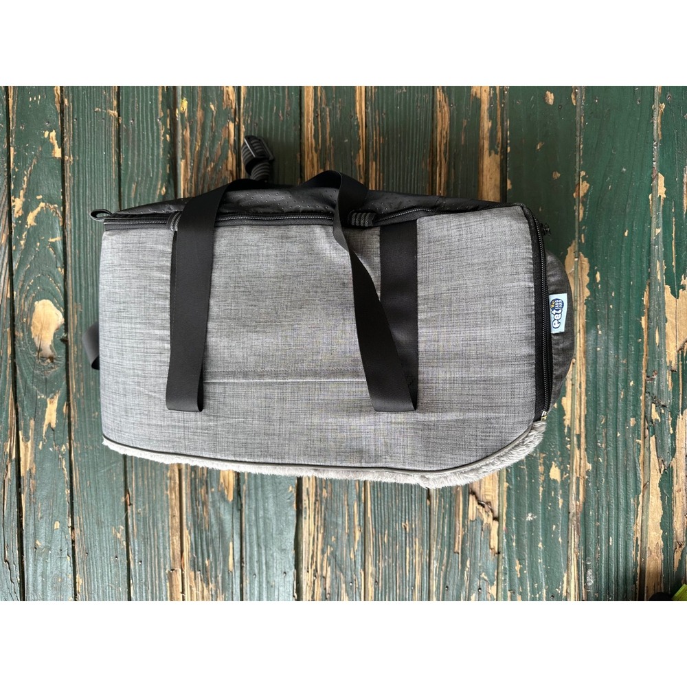 Pet Fang Fang Small Pet Carrier Travel Bag Grey Heather Faux Fur Lining 19in